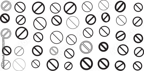 Red and black Stop sign vector icon set. Warning illustration sign collection.