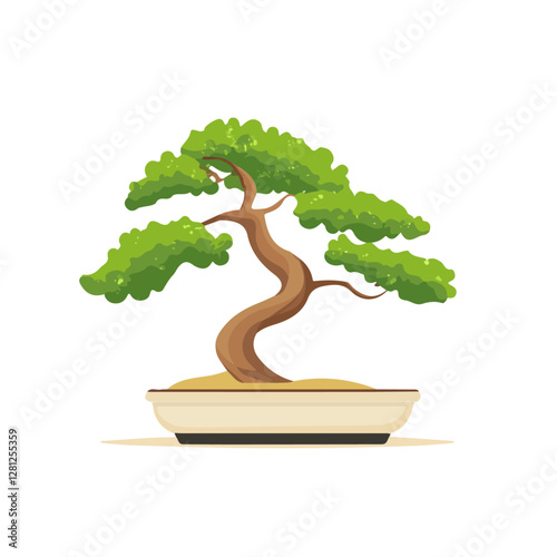 2D flat vector illustration Elm Bonsai icon isolated on a white background.

