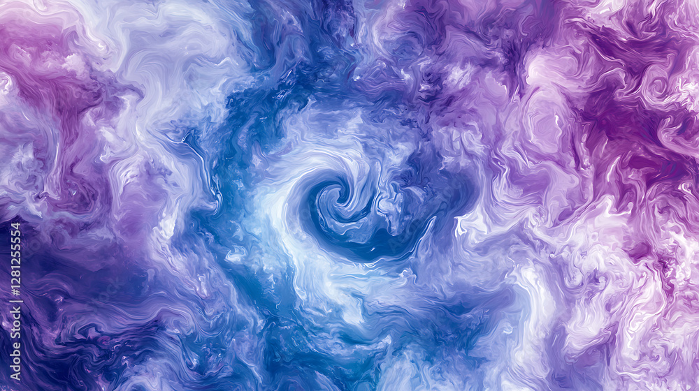 Fototapeta premium A mesmerizing tie-dye swirl pattern featuring a blend of purple and blue hues creating a dynamic and energetic abstract visual effect with a fluid motion texture.