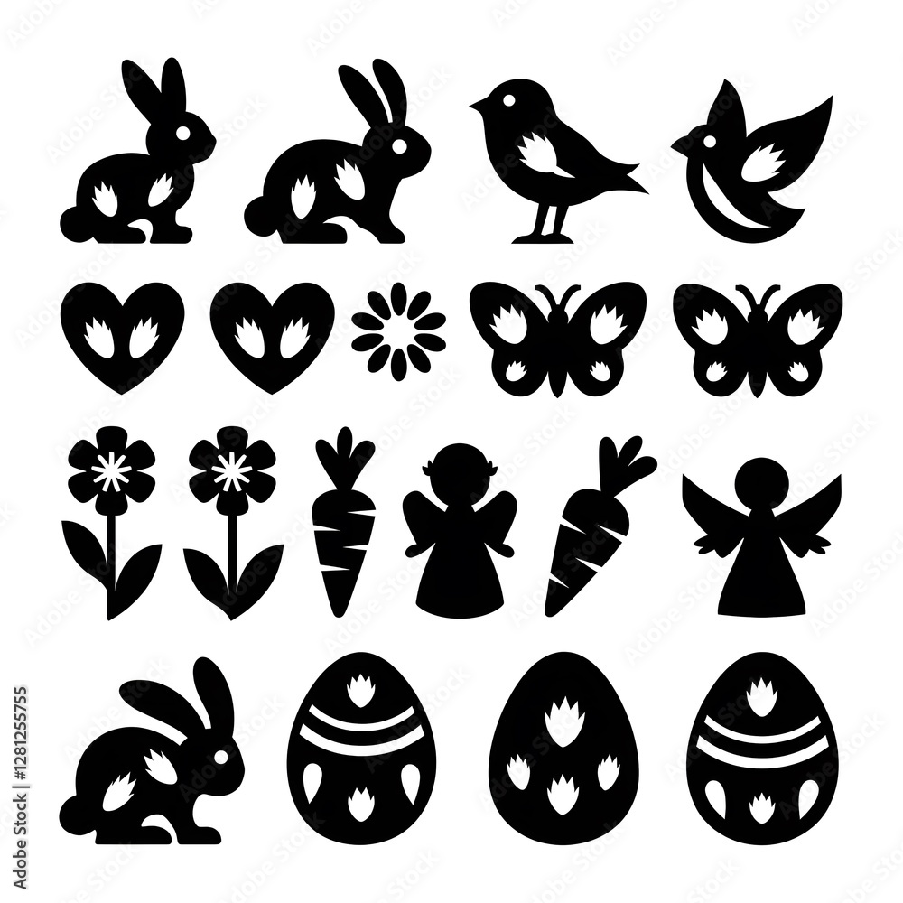 Easter Delight – Intricate Black Silhouette Icons Collection Easter Delight – Intricate Black Silhouette Icons Collection