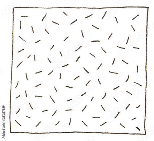 Pattern of randomly oriented white lines on black square background