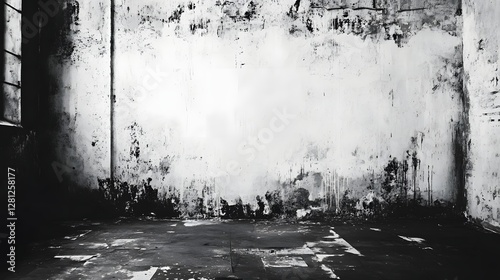 Crumbling Abandoned Building Interior in Decaying Urban Environment