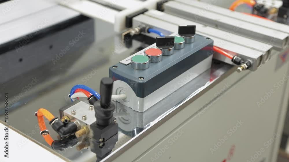 Close-up of machine control panel buttons