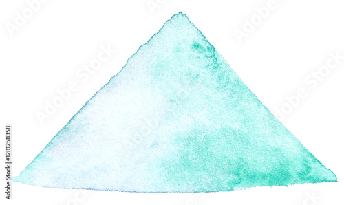 Aquarelle triangular shape in green and white watercolor textured abstract