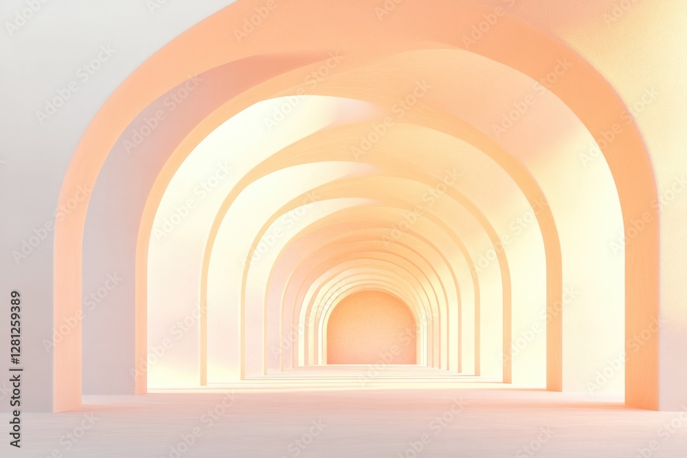 Fototapeta premium minimalistic abstract design showcasing spacious 3d interior with unique structures and soft lighting inviting viewers