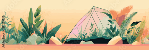 Colorful Terrarium, Simple Shapes and Vibrant Life