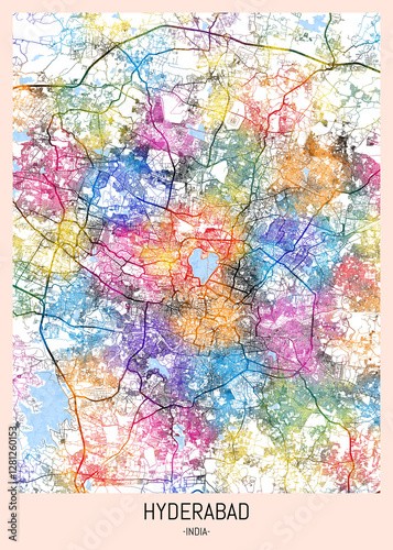 Wallpaper Mural Hyderabad India City Map, district banner, business modern landmark, neighborhood paint travel, hometown downtown design, destination landmark Torontodigital.ca