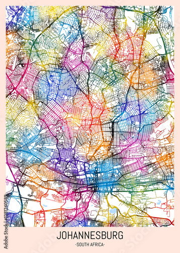 Wallpaper Mural Johannesburg South Africa City Map, district banner, business modern landmark, neighborhood paint travel, hometown downtown design, destination landmark Torontodigital.ca
