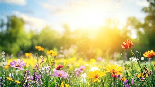 Sunlit Wildflower Meadow Summer Blooms