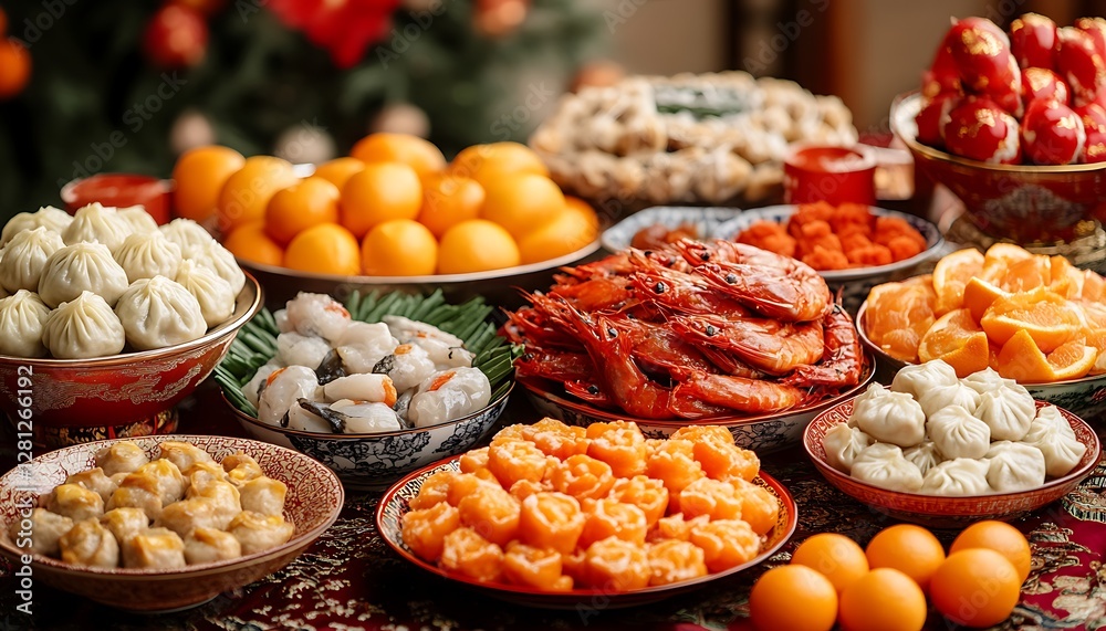 Obraz premium Festive Lunar New Year Feast