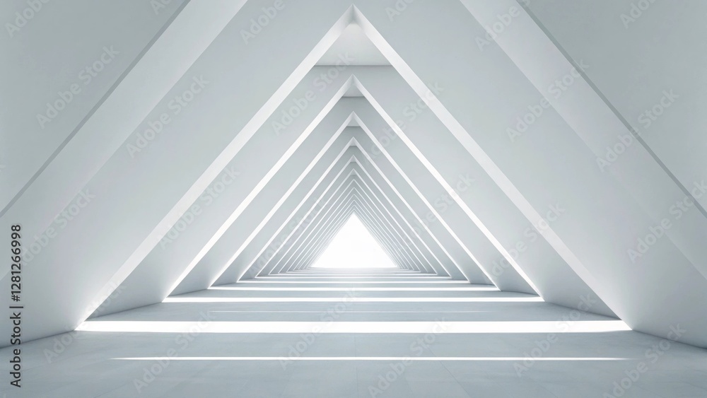 Fototapeta premium A surreal 3D render of a minimalist white architectural space with geometric shapes, and clean lines creating an abstract and ethereal atmosphere.