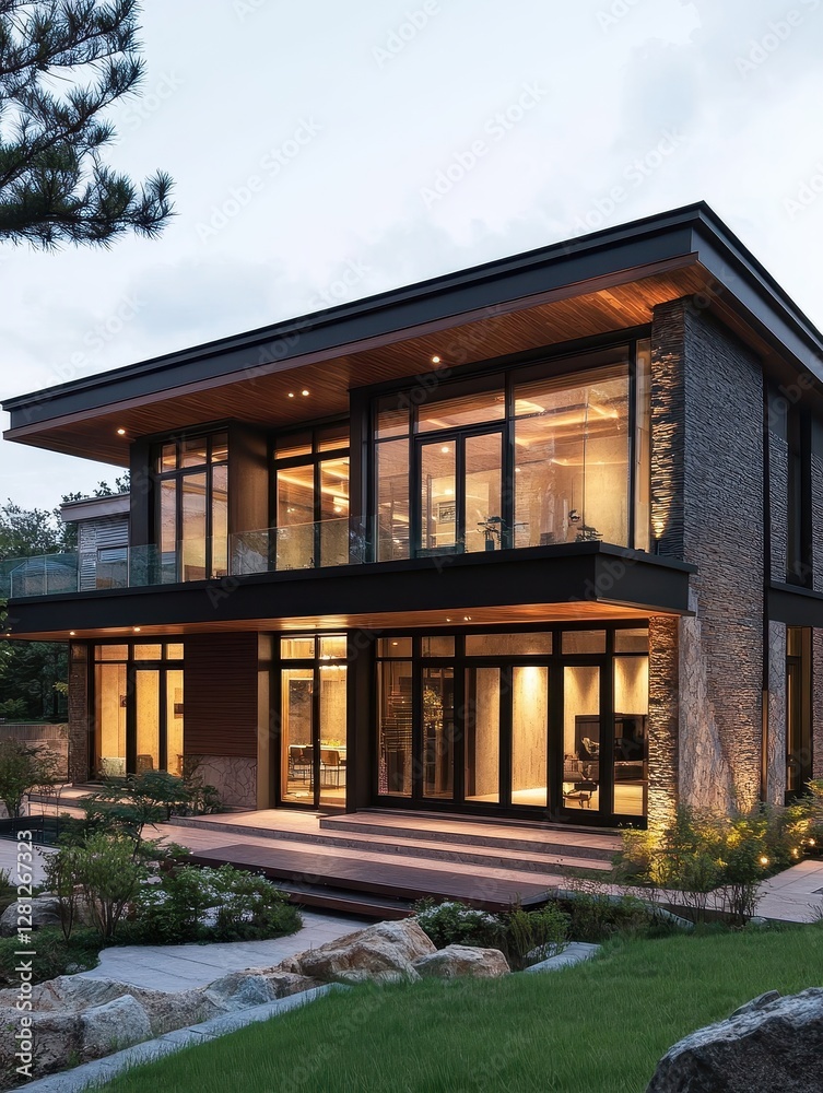 Obraz premium Large modern home appears to be a residential building
