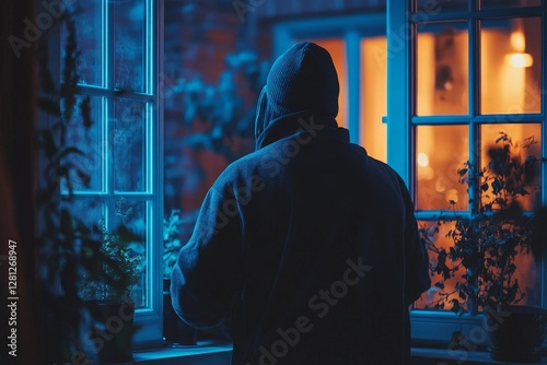 Burglar Entering In A House Through A Window, Generative AI