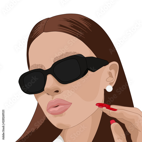 Woman in Sunglasses with Red Nails