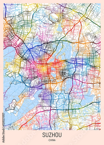 Wallpaper Mural Suzhou China City Map, district banner, business modern landmark, neighborhood paint travel, hometown downtown design, destination landmark Torontodigital.ca
