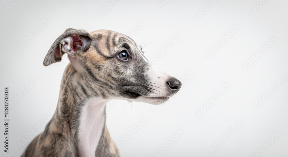 Whippet dog profile view against white background Whippet dog profile view against white background