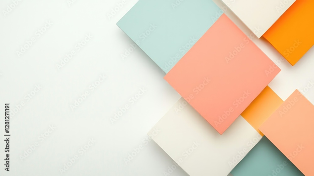 colorful abstract composition featuring overlapping squares against white background complete with ample copy space colorful abstract composition featuring overlapping squares against white background complete with ample copy space