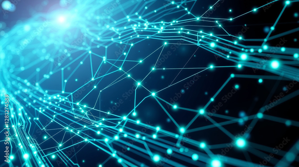 Data flowing through an AI-powered network of glowing circuits  – Generative AI	