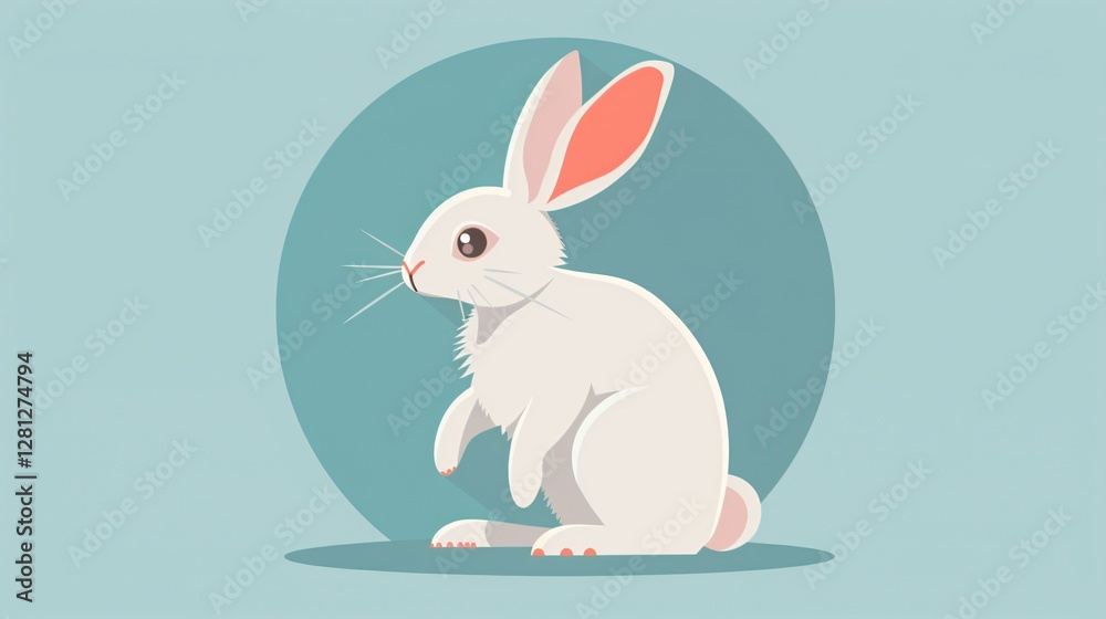 Obraz premium White Rabbit Vector Illustration for Web and Print