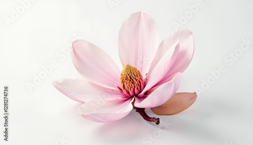 Detailed watercolor magnolia bloom with soft petals and gentle shading for spring designs, offering a delicate and serene look