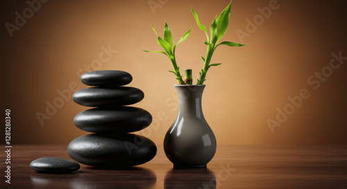 zen stones with bamboo