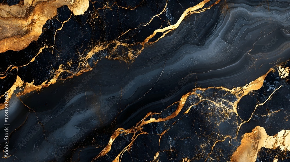 Obraz premium Dramatic cracked marble texture with intricate golden veins and an design This luxurious high end background has a moody mysterious and captivating aesthetic