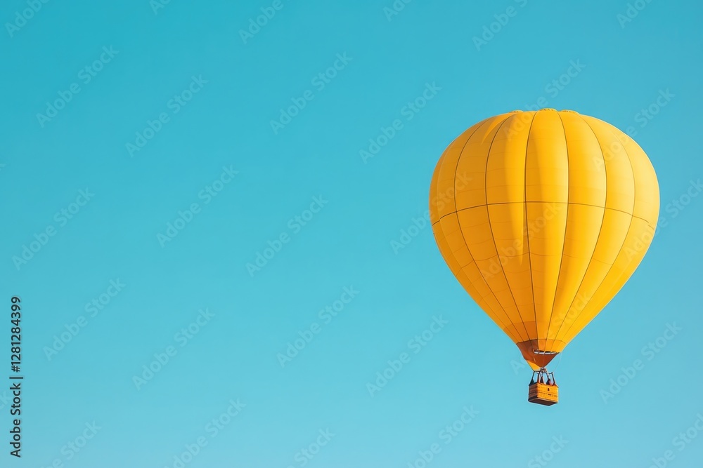 Naklejka premium vibrant hot air balloon floating gracefully against clear blue sky scene vibrant and inviting
