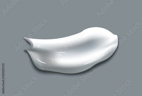 White cream smear on gray background. Vector illustration