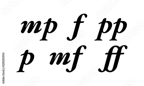 Musical dynamics notation. Vector illustration