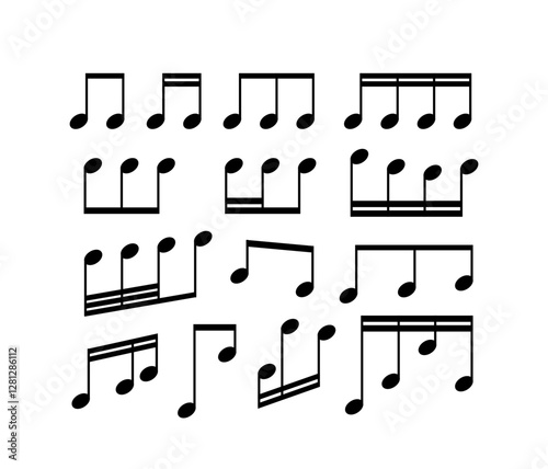 Musical notes set on white background. Vector illustration