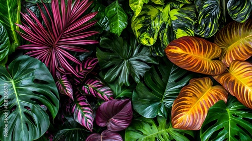 Vibrant Tropical Leaves Background Texture photo