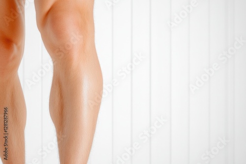 close-up photo of smooth clean-shaven leg being gently massaged by hand symbolizing muscle relaxation and recovery photo