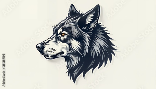 Realistic wolf head in profile with sharp details, perfect for wildlife logos and tattoo designs, embodying power and the wild