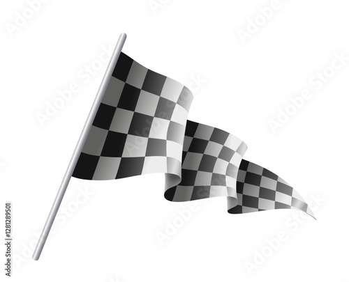 Waving checkered racing flag. Vector illustration