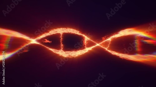 Wallpaper Mural Fiery DNA strand glowing in orange and red tones, symbolizing evolution, energy, and scientific discovery background, video in high quality 4k, motion design Torontodigital.ca