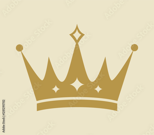 Golden crown on beige background. Vector illustration