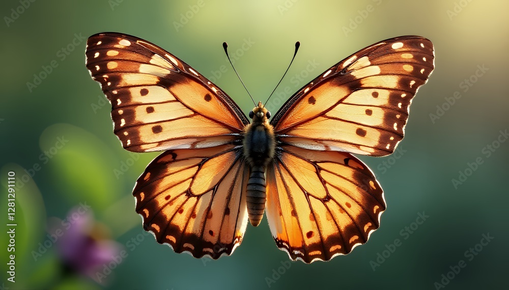 Fototapeta premium Beautiful butterfly with transparent wings for nature-inspired patterns or seasonal designs, symbolizing transformation and beauty