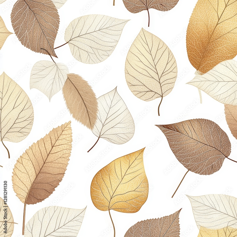 Obraz premium Autumnal leaf pattern on white background