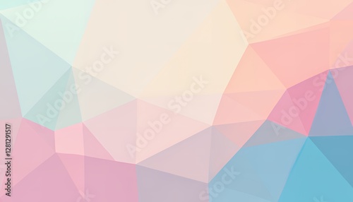 Abstract polygonal shapes in various pastel hues, suitable for minimal art prints and branding, creating a soft, contemporary vibe