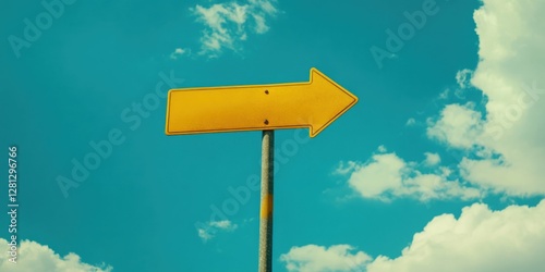 Painless Yellow Road Sign Showing Arrow for Decisive Decision Making