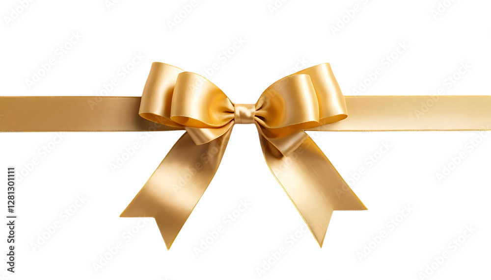 Beautiful golden ribbon bow, perfect for gift wrapping and decoration png Beautiful golden ribbon bow, perfect for gift wrapping and decoration png