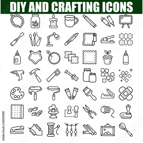 DIY Crafting Icons Tools, Materials, and Creative Projects