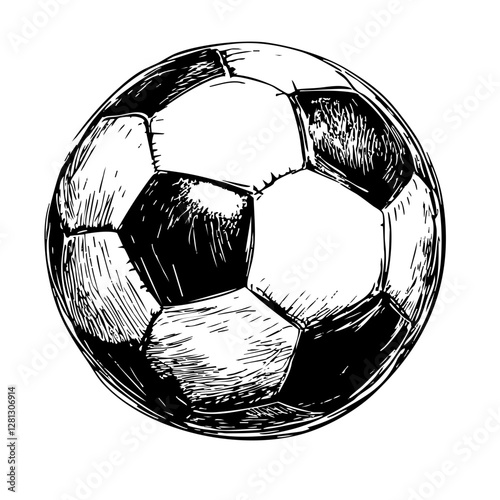 Hand-Drawn Soccer Ball Icon – European Football Sketch Illustration