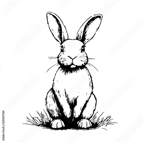 Hand-Drawn Bunny Rabbit Icon – Cute Sketch Illustration
