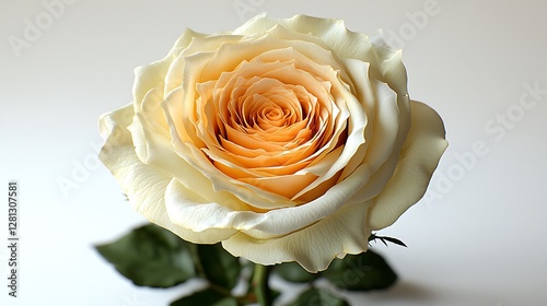 Single cream and peach rose, close-up, studio shot, for floral design photo