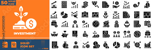 Investment Solid Editable Icons set. Vector illustration in modern thin solid style of investment icons: loan, cash, saving, etc