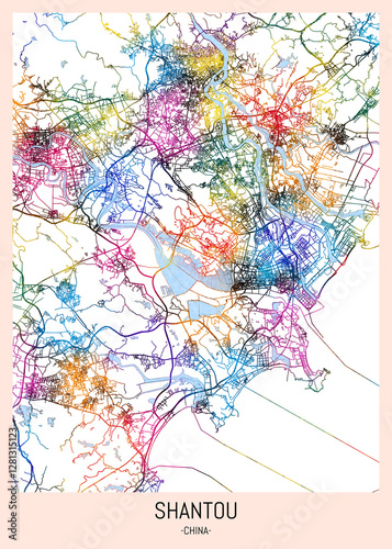Wallpaper Mural Shantou China City Map, district banner, business modern landmark, neighborhood paint travel, hometown downtown design, destination landmark Torontodigital.ca