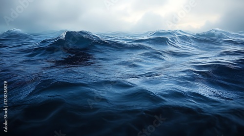 Dark Blue Ocean Waves Under Cloudy Sky