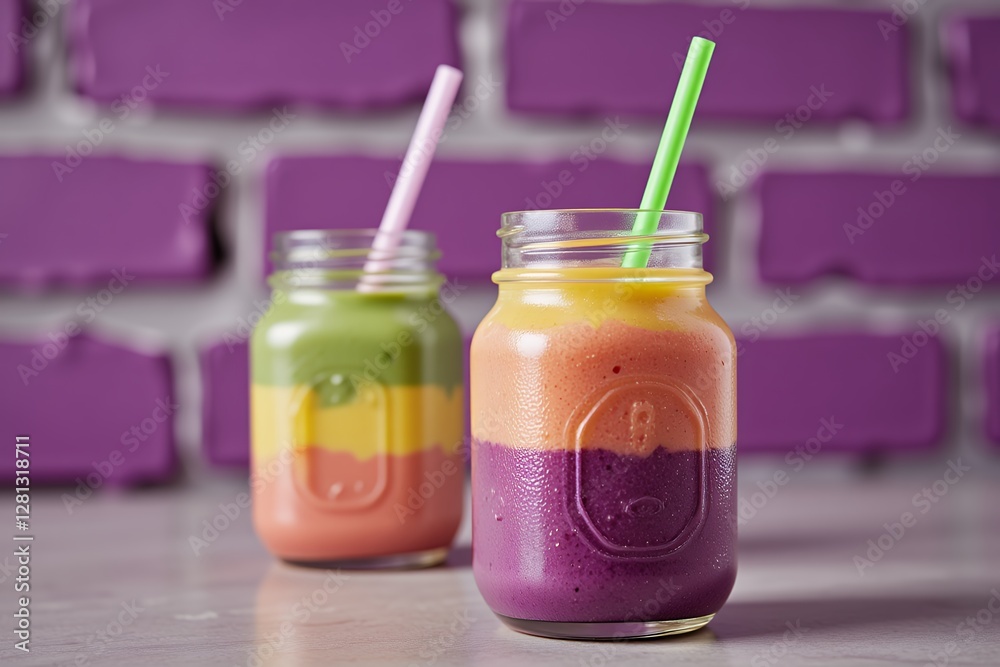 Delicious Layered Smoothie in Mason Jars Vibrant Colors Healthy Drinks