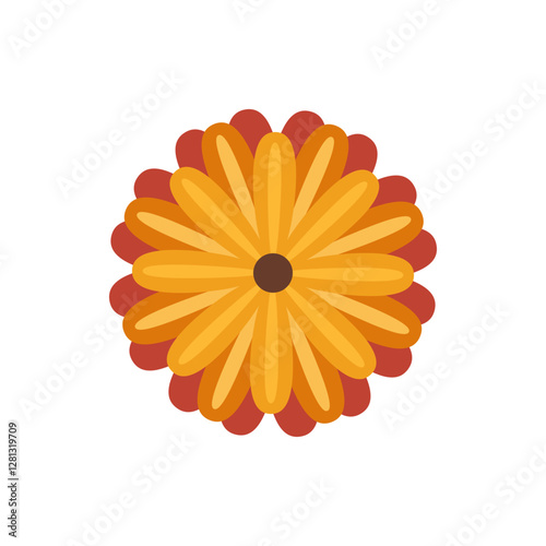 A flower of bright hues on a white background